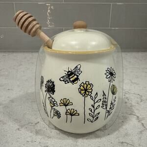 Spectrum Designz Honey Pot w/ Dipper and Lid Bee Artisan Design NEW